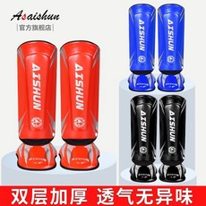 台灣出貨 散打護腿連腳兒童拳擊格斗泰拳自由搏擊護腿小腿比賽訓練護具護腳, 連體護腿 紅色,M, 1個