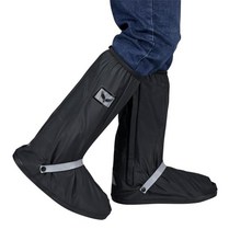 RiderVibe 방수 레인 커버 부츠 미끄럼 방지 신발 커버 지퍼 및 반사판 포함 튼튼하고 재사용 가능한 레인 부츠 남성 여성용 (블랙 롱 스타일 XXL), XXL=13.38'', 블랙 롱 스타일