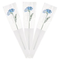 코바늘 양모 조화 물망초 장식 랜덤 패턴 비닐백 라이트스카이블루 35x7.8cm