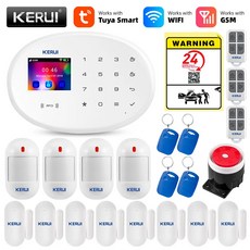 홈 도난 보안을위한 KERUI 경보 433MHz WiFi GSM 무선 Tuya 하우스 App 제어 동작 감지기 센서, KIT5 Alarm, China Mainland, 미국 플러그