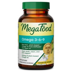 Mega Food Omega 3-6-9 檸檬油注入純素膠囊, 1個, 60錠