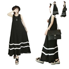 여자롱원피스 여성 블랙색상 바캉스 치마 투라인 민소매 롱 원피스