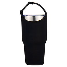 環保附背帶飲料杯袋 長款30oz冰壩杯適用 冰霸杯飲料提袋 環保杯套 飲料杯套 飲料提帶, 黑色, 1個
