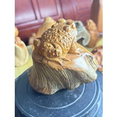 太行崖柏 呱呱來財 全程化紅油擺件 高度13cm 寬度13cm, 如圖所示, 1個