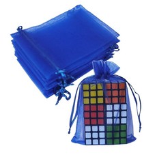 선물 오간자 가방 50개 세트 아쿠아 블루 드로스트링 10.2 x 15.2cm(4 x 6인치) 베이비 샤워 크리스마스 결혼식 파티 선물 브라이덜 샤워 생일 시어 패브, 로열 블루