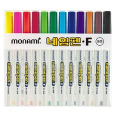 모나미 유성 네임펜 12색 세트 F 중간글씨 이름펜 신학기 준비물 케이스형