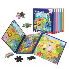 888玩具 3合1磁性拼圖書(1-5等級)(多款主題) 兒童益智磁性玩具, S款可愛恐龍（5級）, 1個