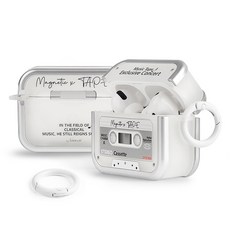 네쎄시드 카세트테이프 에어팟케이스 레트로 클래식, 그레이, 에어팟 프로3, 1개