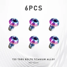 12pcs 자전거 디스크 브레이크 로터 토르크 볼트 T25 M5x10mm 티타늄 합금 MTB 고정 나사 컬러풀 사이클링, 08 6pcs TC4T25 Colorfu