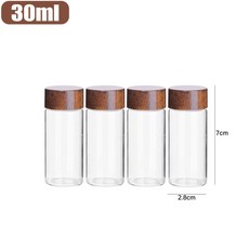 10/20/30ml 미니 유리 병 나무 뚜껑 투명 차 커피 콩 보관 용기 주방 봉인 된 작은 양념 항아리, 1PC, L 30ml, 1개