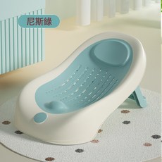 嬰兒沐浴床 摺疊浴架 智能感溫護脊設計, 普通藍色:1個
