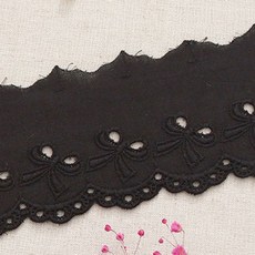 패션스타트 [90cm] 비올라 리본 면자수레이스 블랙, 1개