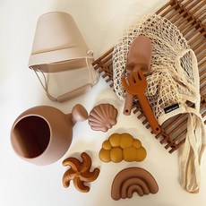 지아지조 실리콘 모래놀이 목욕장난감 소꿉놀이 세트 (네트백 증정), 1세트, 0.98g, 레인보우