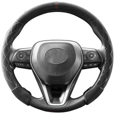 AUTOXBERT 스웨이드 스티어링 휠 커버 초박형 미끄럼 방지 스냅온 스티어링 휠 프로텍터 센터 마크 포함 자동차 SUV 트럭용 블랙