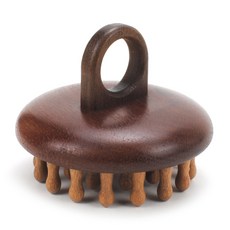 按摩梳 淋巴按摩 頭皮按摩, 金絲檀木原木色, 1個