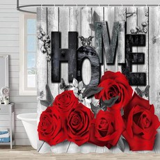 ZCHOMI 발렌타인 데이 샤워 커튼 핑크 레드 스위트 러브 하트 로맨틱 걸리 욕실 커튼 방수 폴리에스터 원단 목욕 커튼 182.9 x 182.9cm(72 x 72인치) 후크