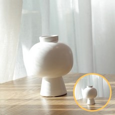 광택마감홈인테리어세라믹화병 화이트테이블데코도자기화병 그린거실장식