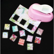 런스트림 우표모양 원형 데코펀치 DIY 종이공예 스크랩북 다꾸 펀칭기, 1개, 네모