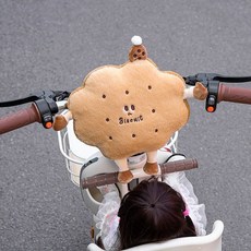 可愛餅乾造型電動車防撞頭部保護墊 寶寶兒童座椅安全防護, 1個, 加長款加厚電動車護頭,能【粉色兔子】粗細車把可用, 粉色兔子