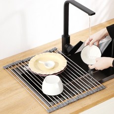 루다택 실리콘 접이식 롤 식기건조대, 1개, 그레이