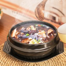 臺灣出貨 韓式石鍋 拌飯專用 耐熱陶鍋 湯鍋 石頭鍋 韓式料理必備, 1171ML石鍋帶條紋帶托盤帶夾子, 1個