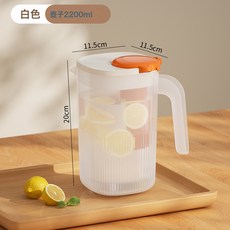 大容量冷水壺 冰箱飲料桶 塑料果茶壺 耐高溫涼水杯, 1個, 單壺白色