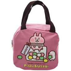 卡娜赫拉的小動物 方型單層保溫便當袋 可愛午餐提袋, 1個, 粉, 粉