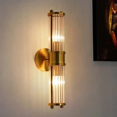 현대 럭셔리 크리스탈 LED 벽 램프 황동 침실 복도 식당 룸 조명, 07 iron Gold 2 Head, 1개