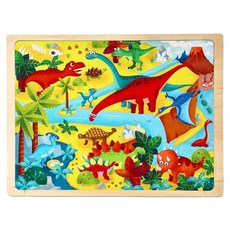 부드러운 모서리 유아기관 공룡테마 원목퍼즐 조각퍼즐 유치원교구 직소퍼즐 판퍼즐, 48피스, 1개