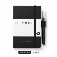 KOMUU 미니수첩 휴대용 포켓 메모수첩 펜 포함 A6, 1개, 블랙