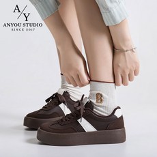 ANYOU 여성 데일리 스니커즈 운동화 가벼운 런닝화 캐주얼 패션 통굽 발편한