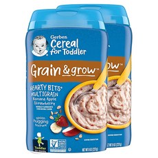 거버 시리얼 포 토들러 그레인 그로우 유아 아기 시리얼 바나나 사과 딸기 227g 2팩, 2개