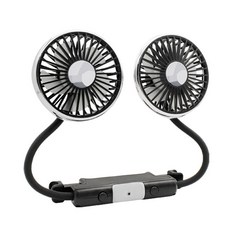 泰格爾 角度任意調 大風量低噪音 LED燈三檔風速 Type-C孔供電, 萬向軟管 車用頭枕雙風扇, Black, F310
