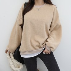 마이쏭 여성 빅사이즈 겨울맨투맨 양털 후리스 기모 Bubble오버핏맨투맨