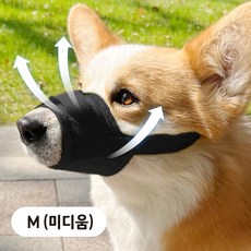 러뷰펫 소형견 중형견 편안한 메쉬 입마개 M, 1개, 블랙