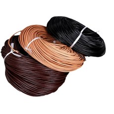 圓皮繩皮繩牛皮繩 清倉價台灣現貨黑色證件掛繩皮條手工串珠抽繩束口繩手鏈項鏈diy飾品配件拉繩項鍊掛繩艾奇利, 1個, 咖啡,2mm