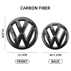 자동차 광택 블랙 프론트 그릴 배지 후면 트렁크 엠블럼 뚜껑 커버 로고 스티커 VW 폭스 바겐 골프 6 10-13, 02 Carbon fiber