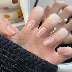 小紅書爆款穿戴甲高級感貓眼水鑽美甲片漸變輕奢純欲假指甲貼30片, 1個, BS2088細閃素顏:手工甲M碼#10片/袋