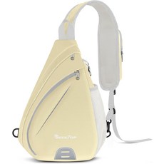 여행 하이킹을 위한 Seektop 방지 슬링백 RFID 차단 방수 나일론 경량 미니 크로스바디 백팩 숄더백 여행용 아웃도어 출퇴근 남성 베이지, Beige