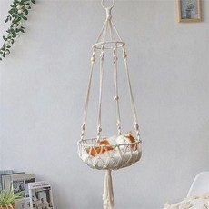 고양이 해먹 침대 반려동물 해먹 침대 마크라메 걸이형 그네 흔들 숨숨 휴식 공간 원형, A형 30x100
