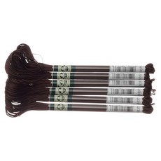 DMC 새틴 실 자수실 6묶음 25번 8m #S3371 브라운 계열 DMC1008F