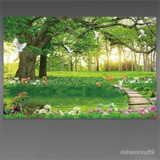 풍경화 셀프스티커 벽장식 그림 거실 산수화 배경벽화 벽지 스티커 그림벽지, 스타일 16, 너비 90cm * 높이 60cm[1 풀 시트]