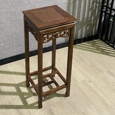 展示架 置物架 實木中式仿古客廳多層單個落地式四方簡約禪意置物盆景架花幾, 花架面31*31高80胡桃色紅橡木