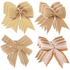 Fuutreo 48 Pcs Christmas Burlap BOWS 보우스 CUT 컷OUT 아웃s Farmhouse BOW 보우 Wall Decals Glue Points Cla, Fuutreo 48 Pcs Christmas Burla