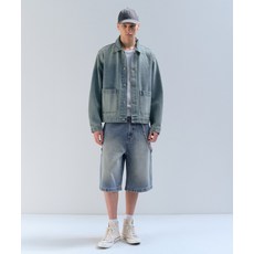 무신사 스탠다드 빅 브러쉬 카펜터 버뮤다 데님 팬츠 라이트 인디고 498993