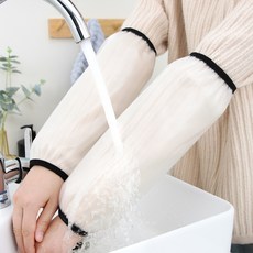 透明袖套 女款 TPU材質 防水防油 廚房專用 家務清潔 耐磨防髒 可調節鬆緊 彈性舒適+透明白+均碼, 1個, 均碼