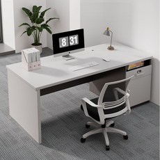 사장 사무용 책상 멀티수납 중역 일자형 사무용 책상 간이 데스크 모던심플, 화이트