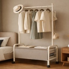 라온프리 튼튼한 이동식 옷걸이행거, 화이트