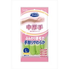 ファミリーPremium touch添加玻尿酸保濕植絨耐用防滑家事手套, 中厚型(內裹毛)-綠色, 1套