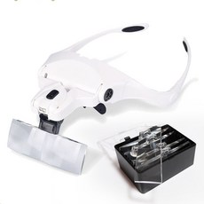 多功能 2LED 五個倍率鏡片 嫁睫 紋繡 粉剌清理, 1個, 頭戴兩用放大鏡